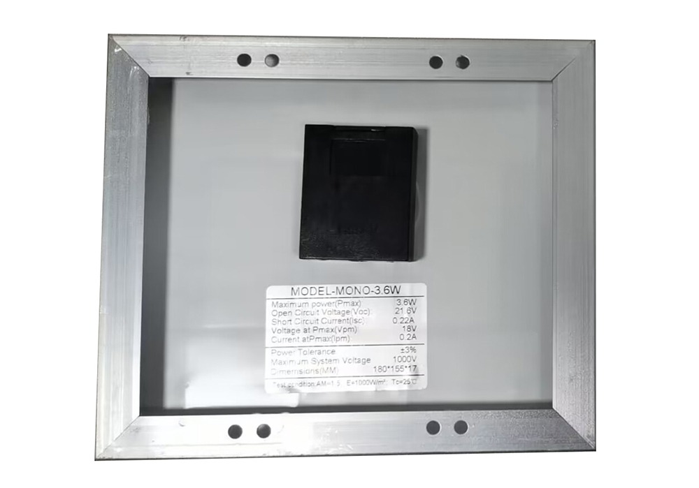 18v glass solar panel back view